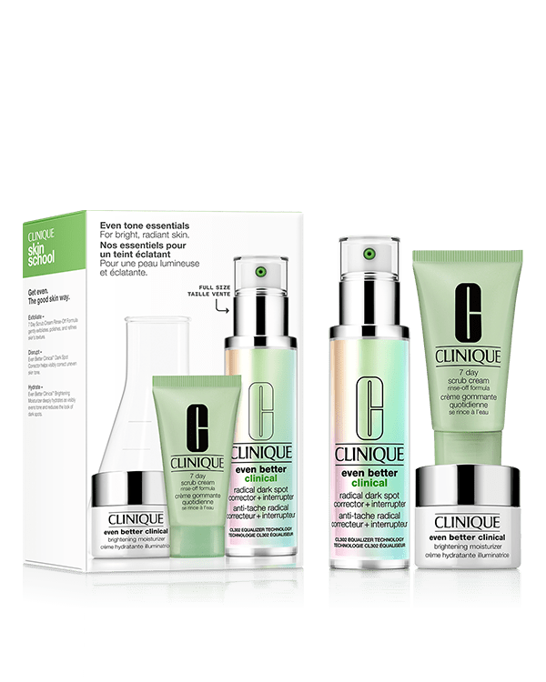 Even Tone Essentials Skincare Set, 3 skincare experts for refined, radiant skin. $256 value