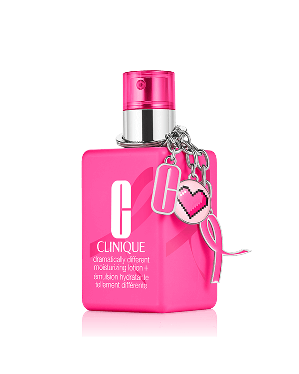 Breast Cancer Awareness Dramatically Different™ Moisturizing Lotion+, Great skin for a great cause. Clinique&#039;s dermatologist-developed moisturiser with a limited-edition key chain to honor and support breast cancer awareness.